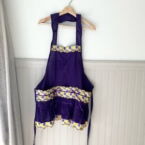 Purple Kitchen Cooking Apron with Yellow Accents Handmade